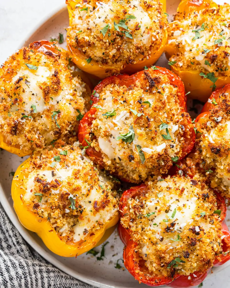 air fryer bbq chicken stuffed peppers close up