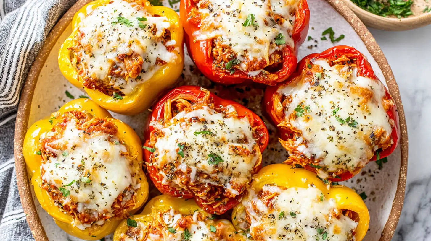 air fryer bbq chicken stuffed peppers final presentation