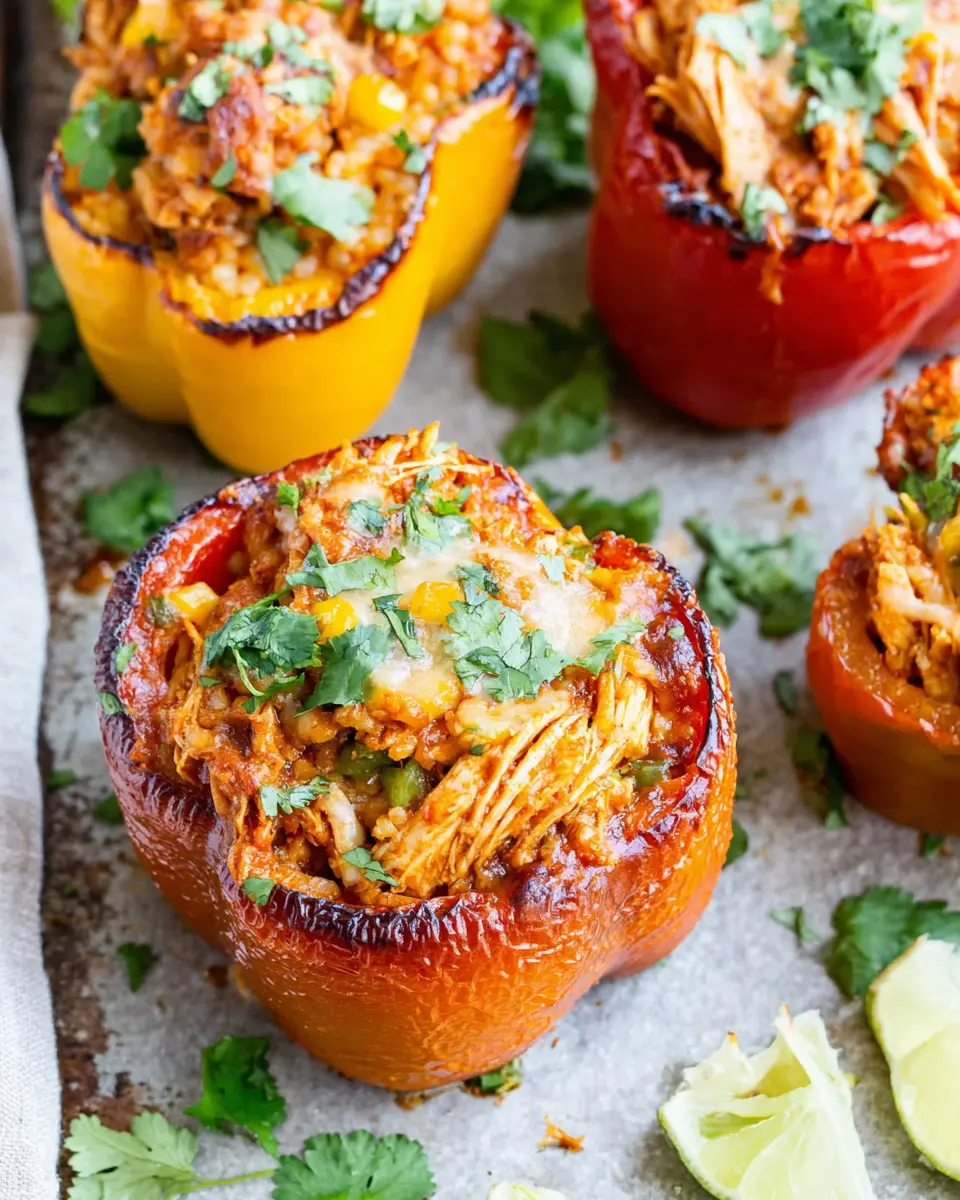bbq chicken stuffed peppers recipe close up