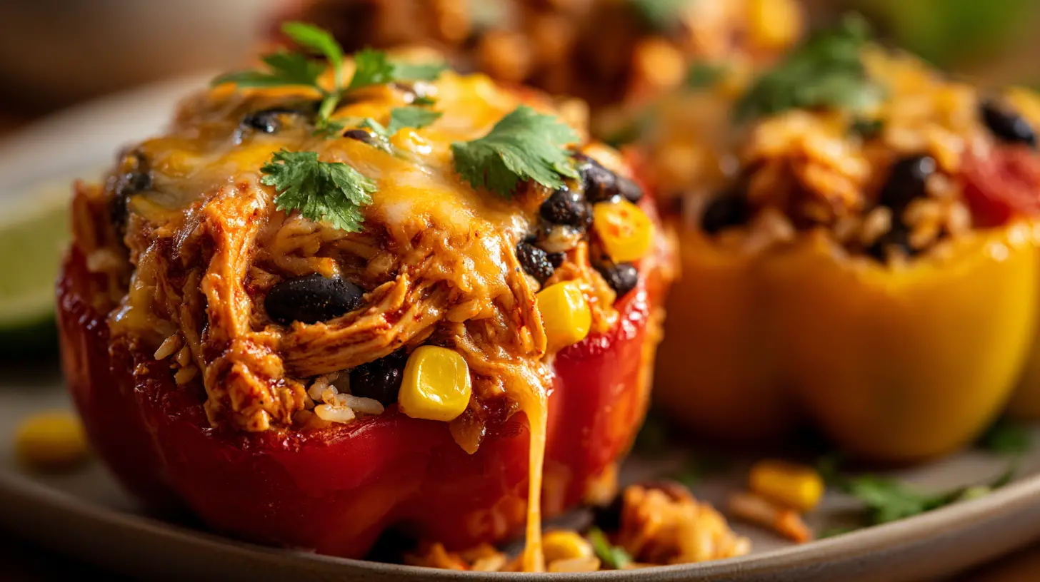 bbq chicken stuffed peppers with rice