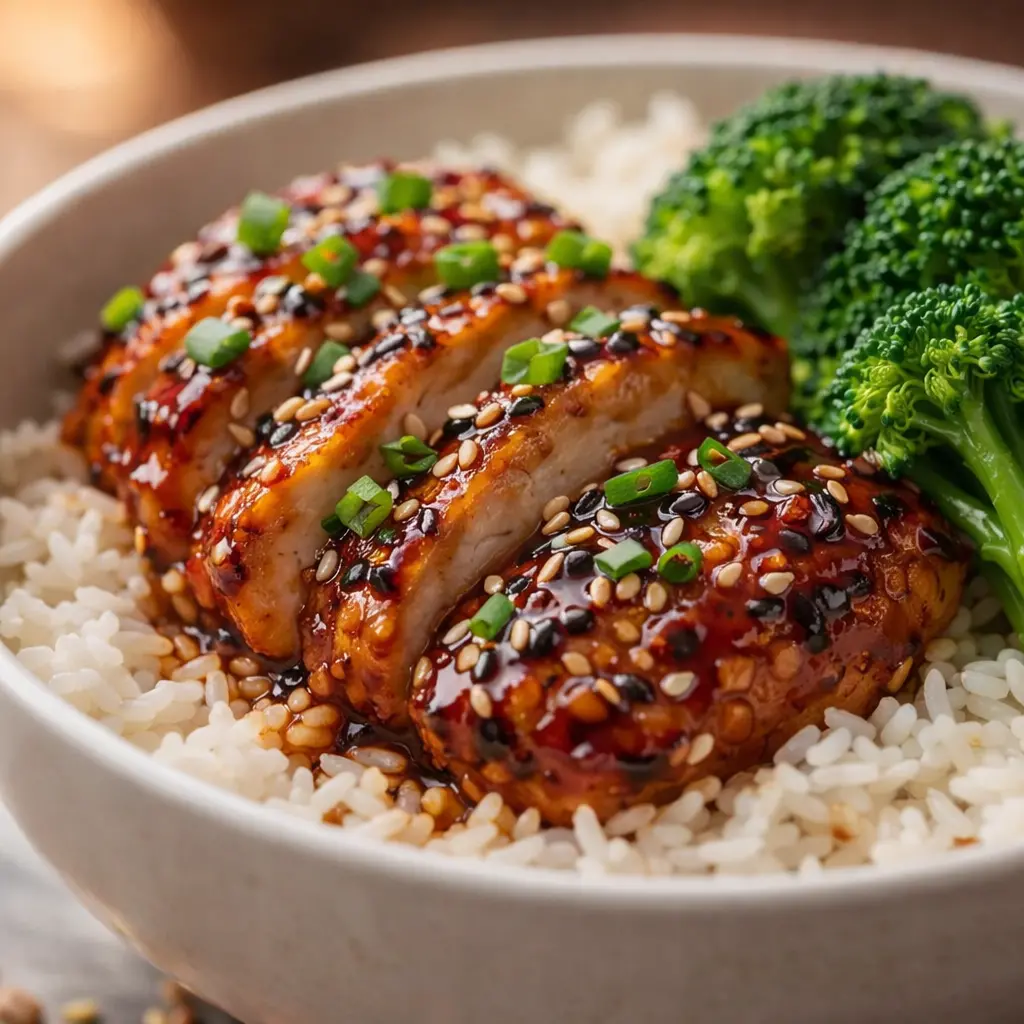 chinese chicken rice bowl recipe close up