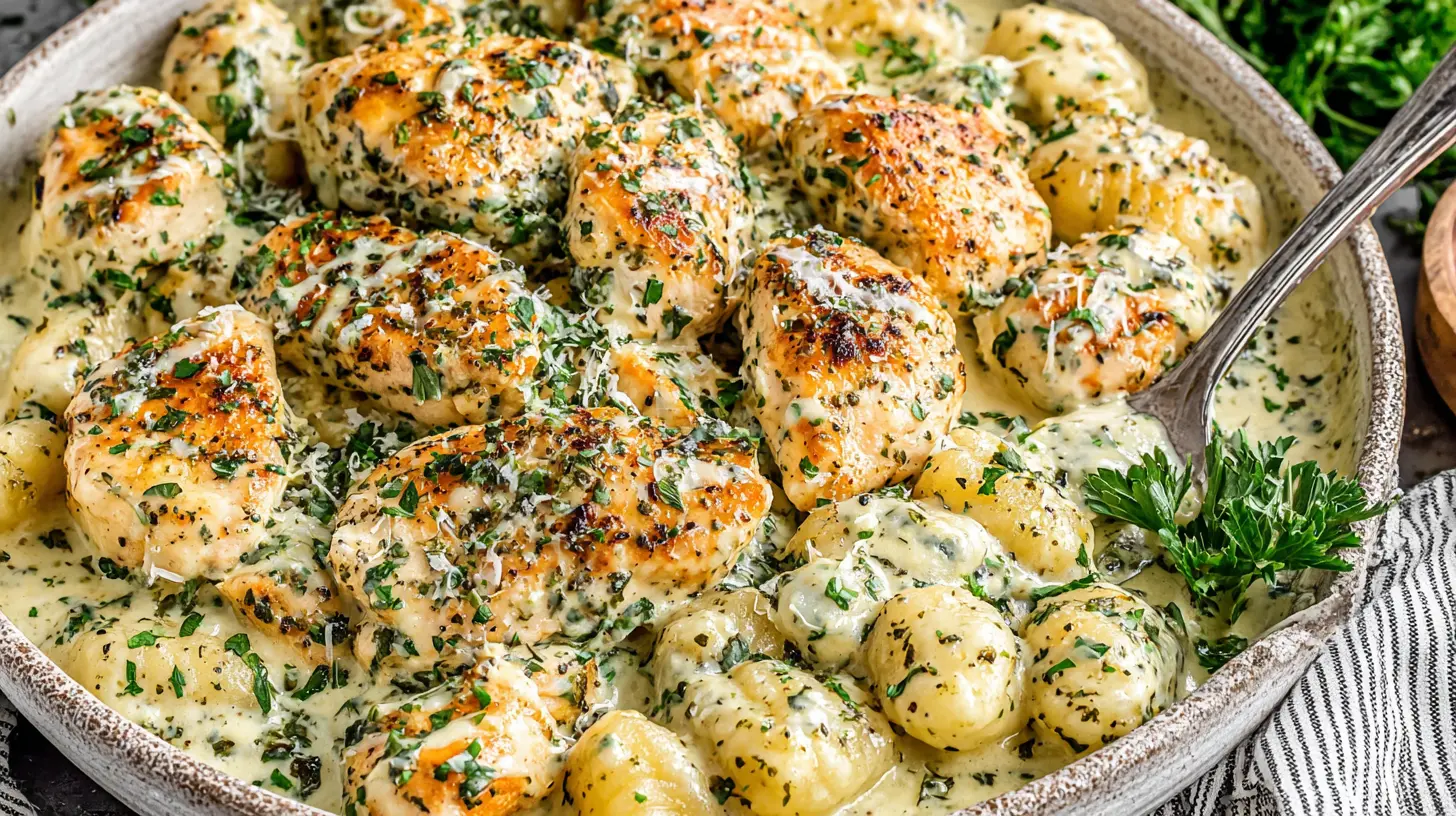 creamy garlic chicken gnocchi gluten free final presentation