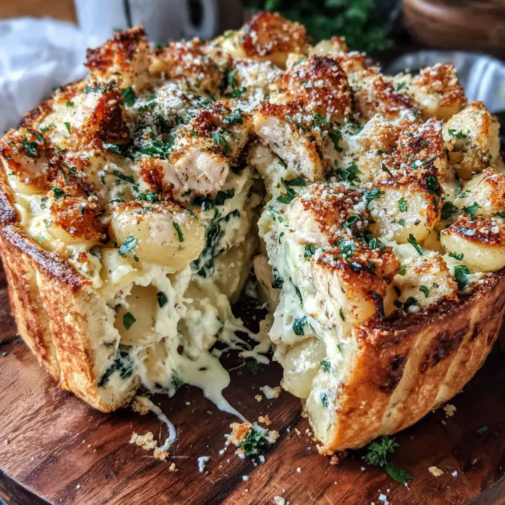 creamy garlic chicken gnocchi quiche final presentation