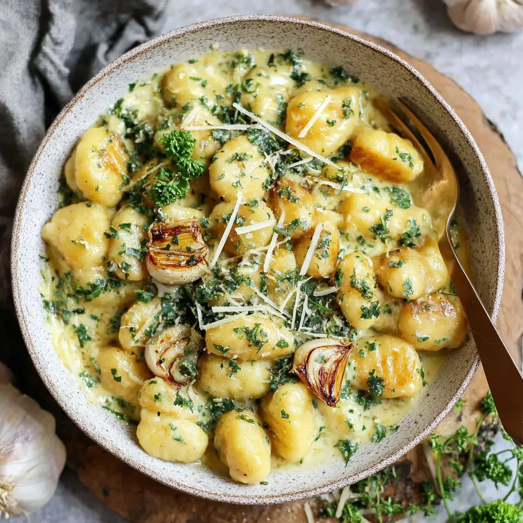 creamy garlic gnocchi vegan final presentation