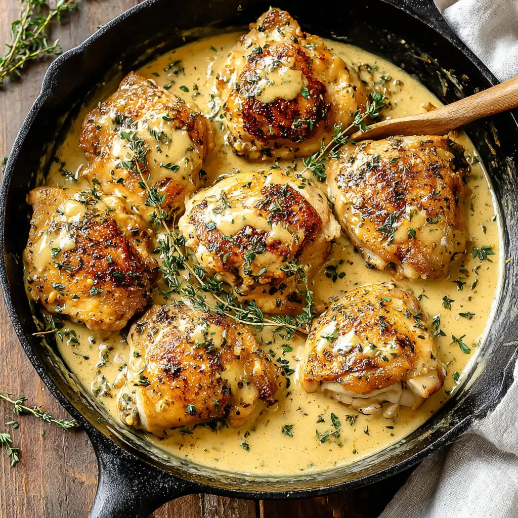 creamy honey mustard skillet chicken final presentation