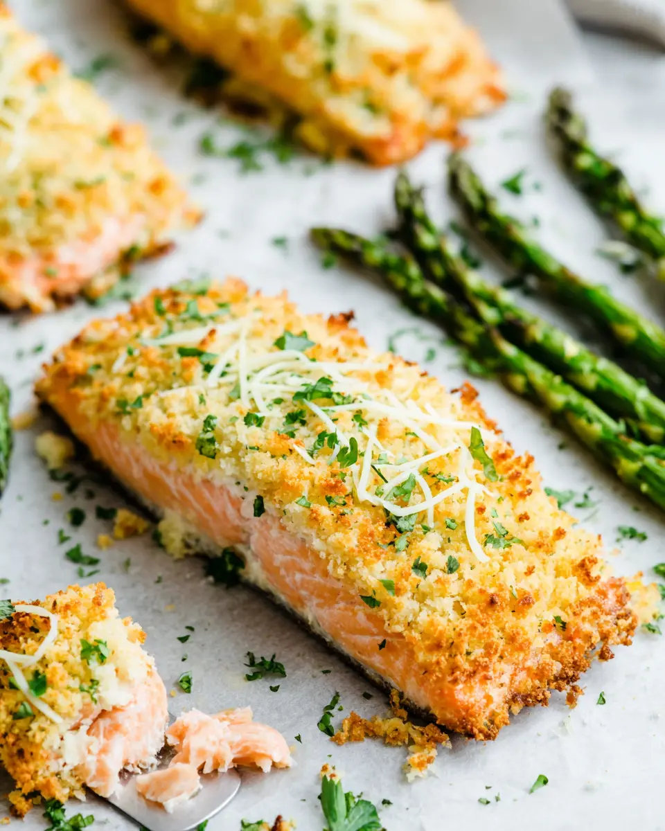 close up of parmesan crust on salmon