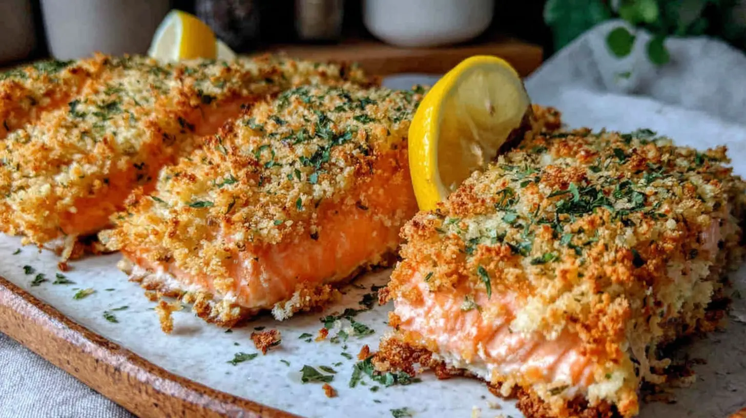 crispy parmesan crusted salmon pan fried final presentation