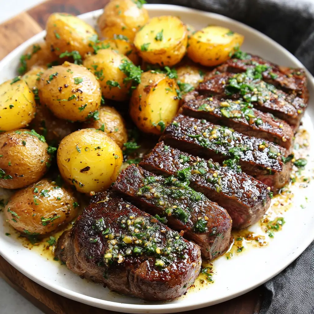garlic butter steak and potatoes skillet keto final presentation