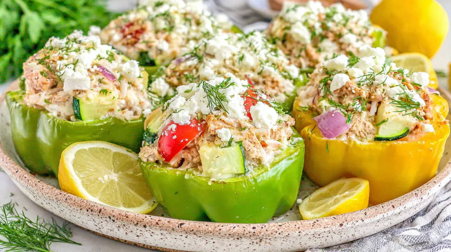 greek feta bbq chicken stuffed peppers final presentation