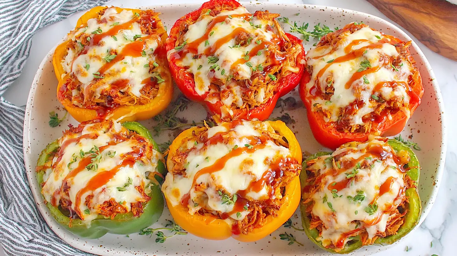 healthy bbq chicken stuffed peppers final presentation