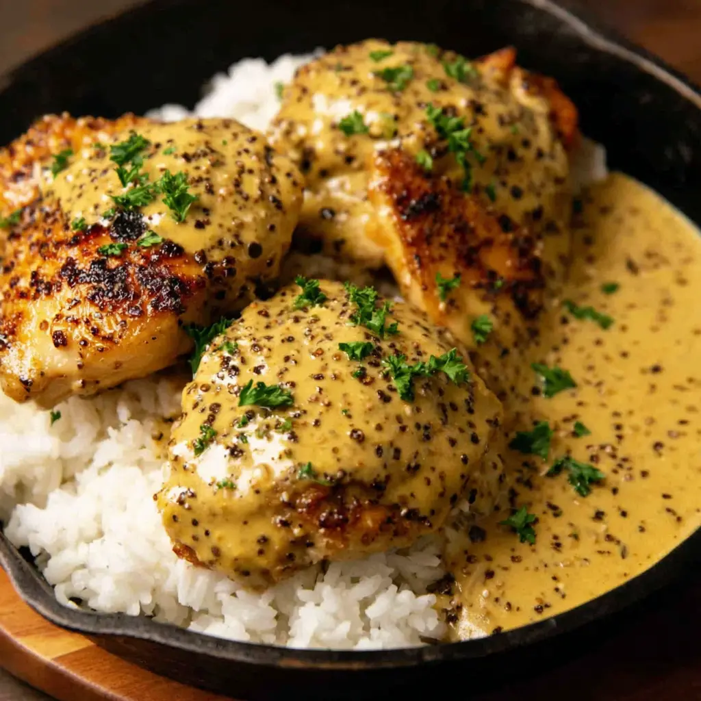 honey mustard chicken skillet and rice final presentation