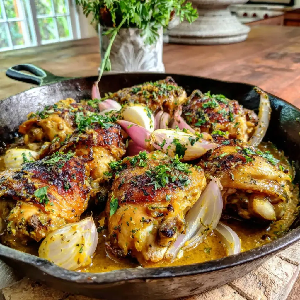 healthy greek chicken skillet with lemon and oregano final presentation