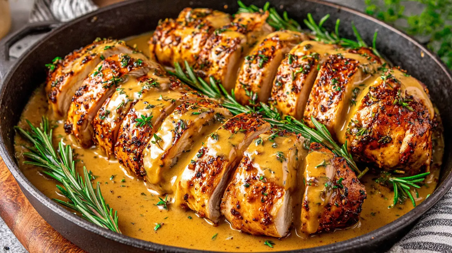 honey mustard chicken skillet marinade served with rice and green beans