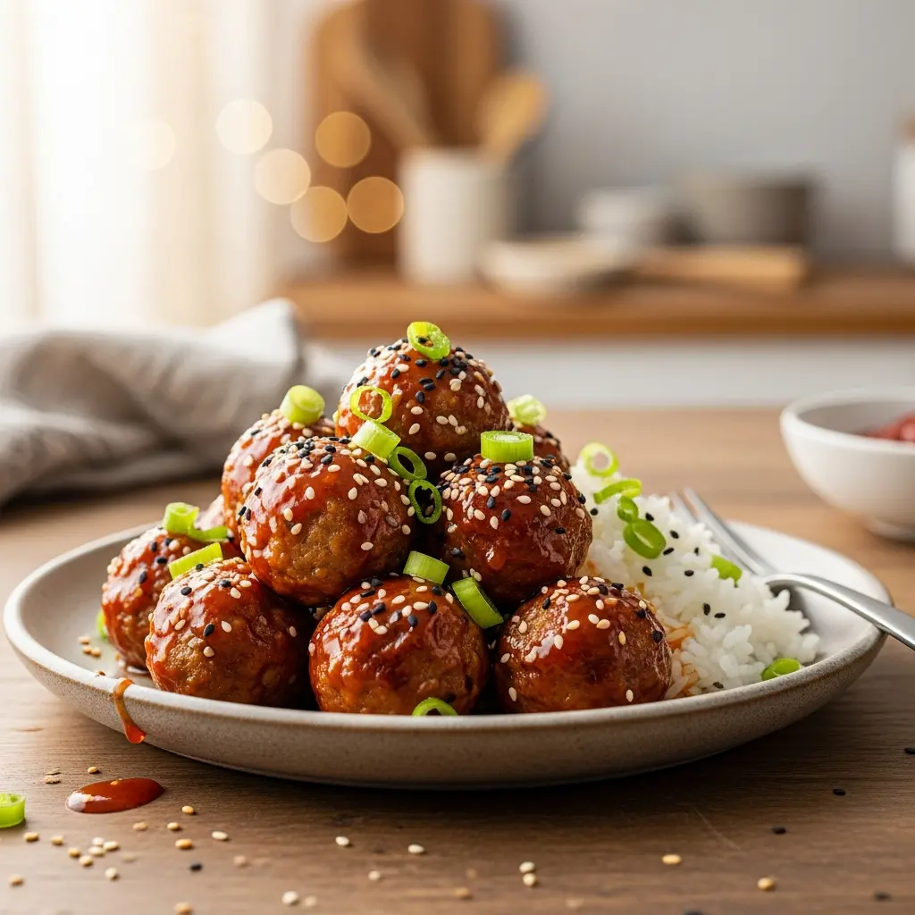 honey sriracha chicken meatballs final presentation