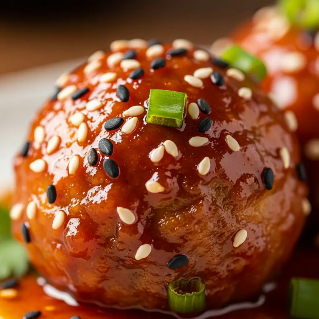 honey sriracha chicken meatballs close up