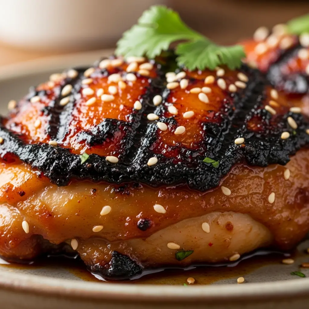 honey sriracha chicken thighs close up