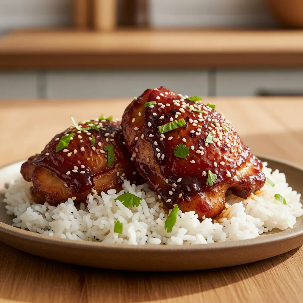 honey sriracha chicken thighs final presentation