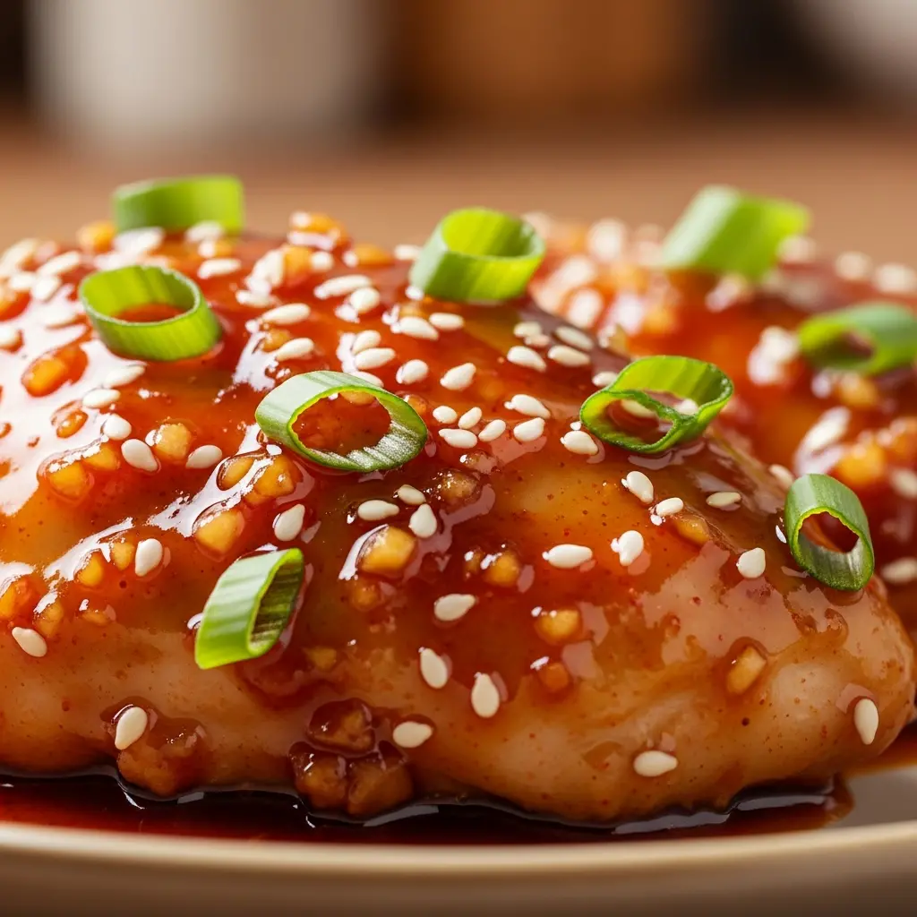 honey sriracha garlic chicken close up