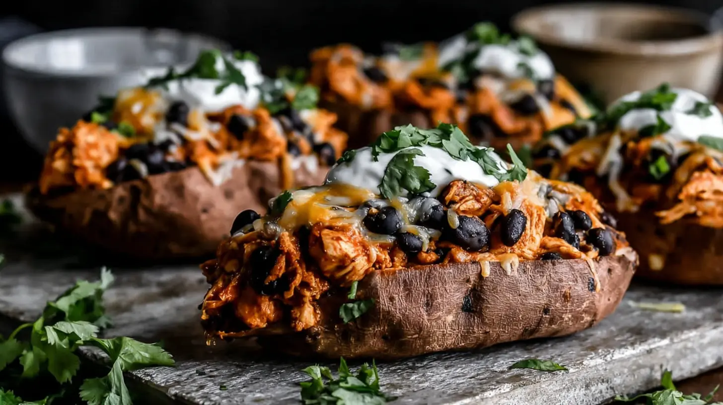 mexican chicken stuffed sweet potatoes black bean final presentation