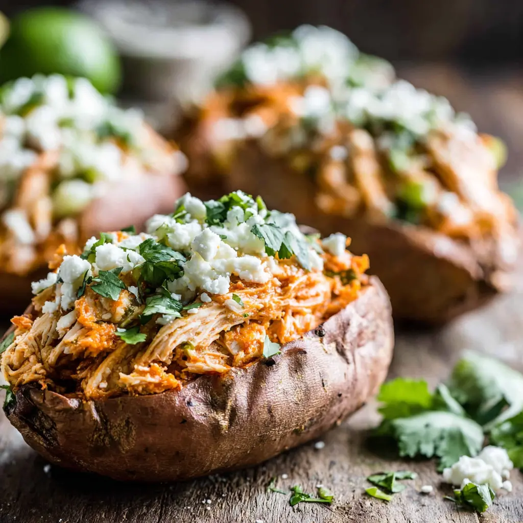 mexican chicken stuffed sweet potatoes healthy close up