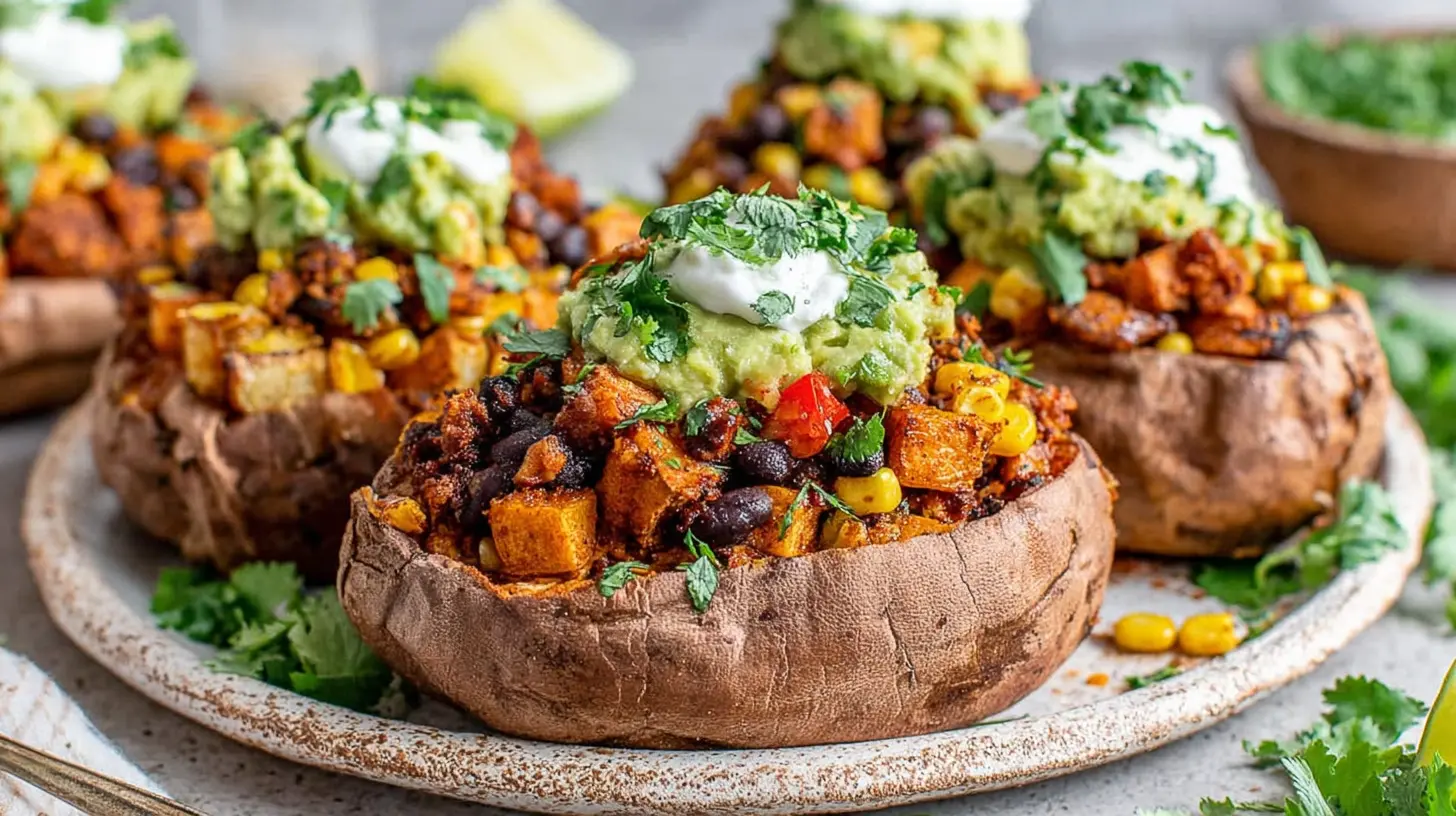 mexican chicken stuffed sweet potatoes no cheese final presentation