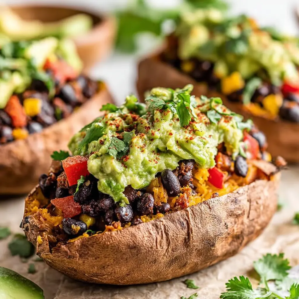 mexican chicken stuffed sweet potatoes no cheese close up