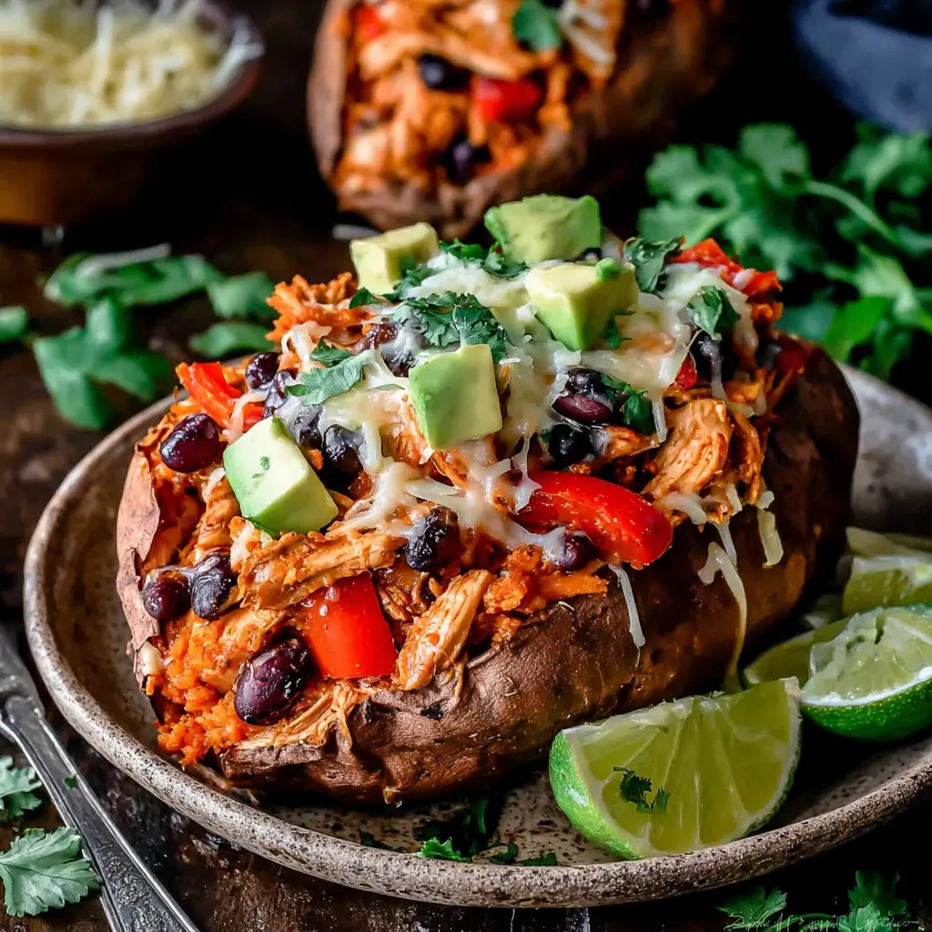 mexican chicken stuffed sweet potatoes recipe final presentation