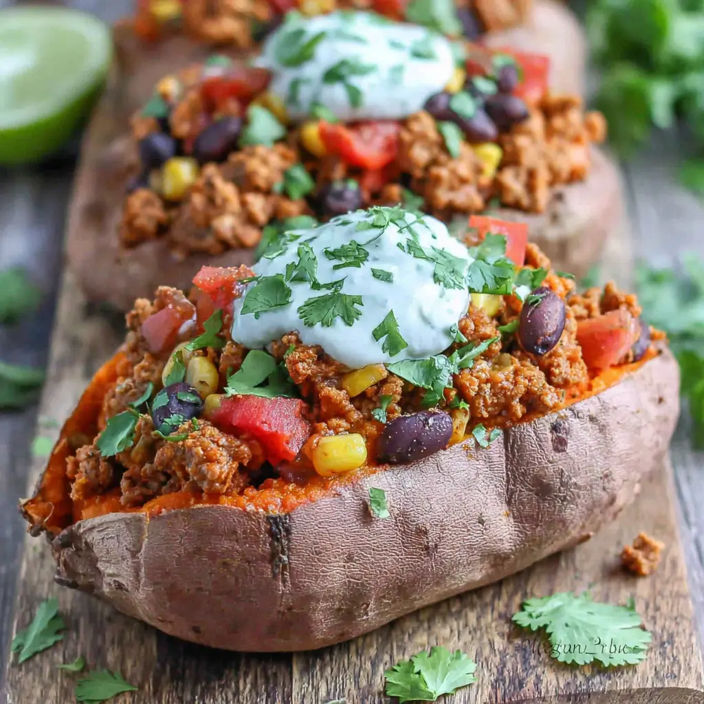 mexican chicken stuffed sweet potatoes vegan