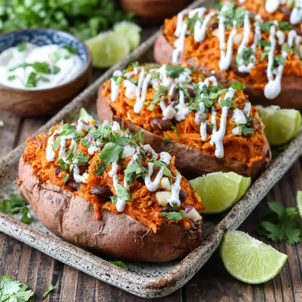 fully loaded mexican chicken stuffed sweet potatoes vegan final presentation