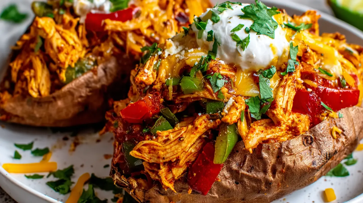 mexican chicken stuffed sweet potatoes with feta