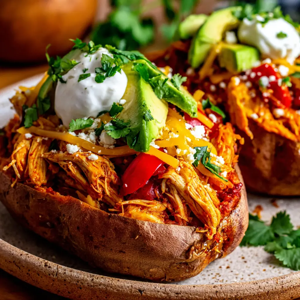 mexican chicken stuffed sweet potatoes with feta final presentation