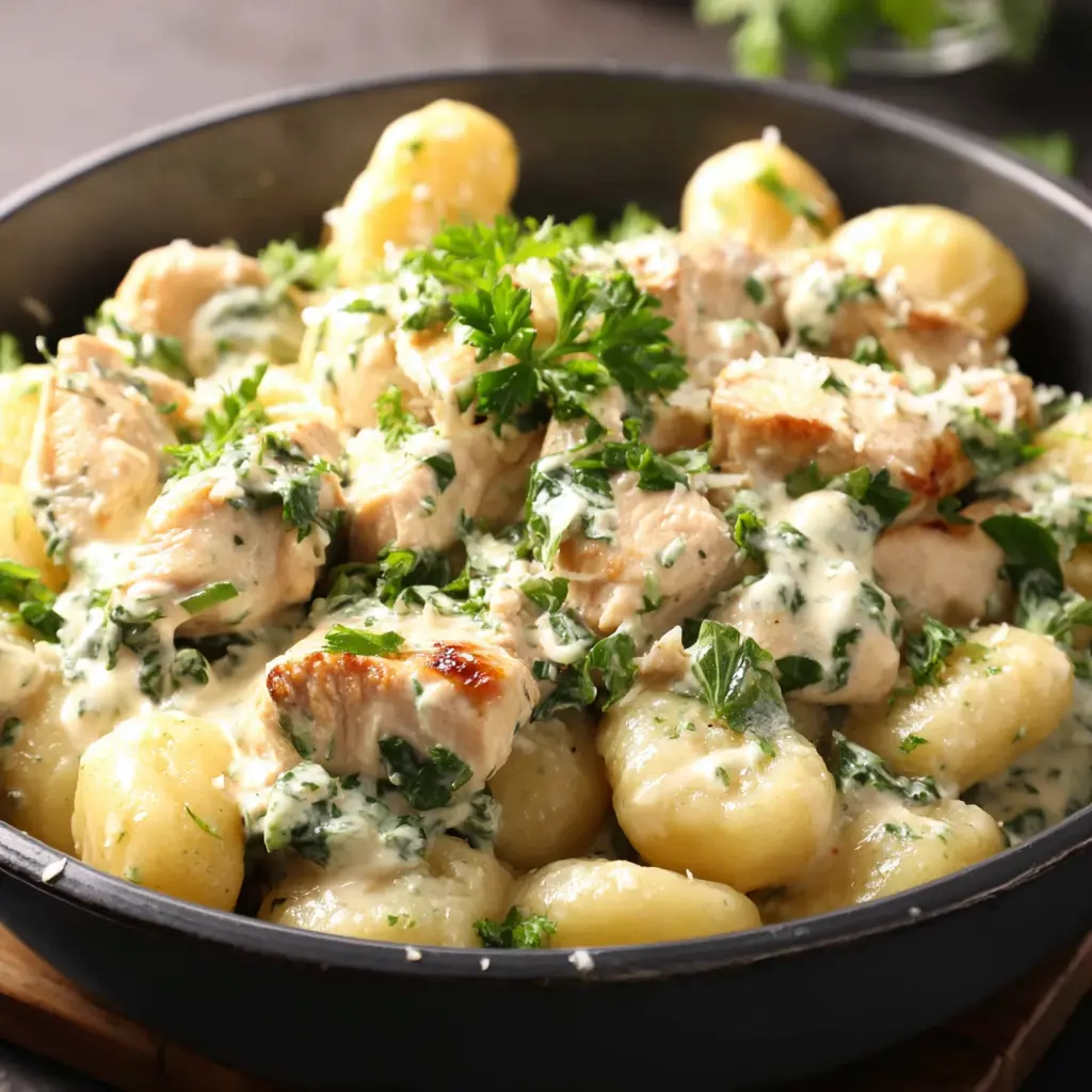 creamy garlic chicken gnocchi pan 10 minute quick fix
