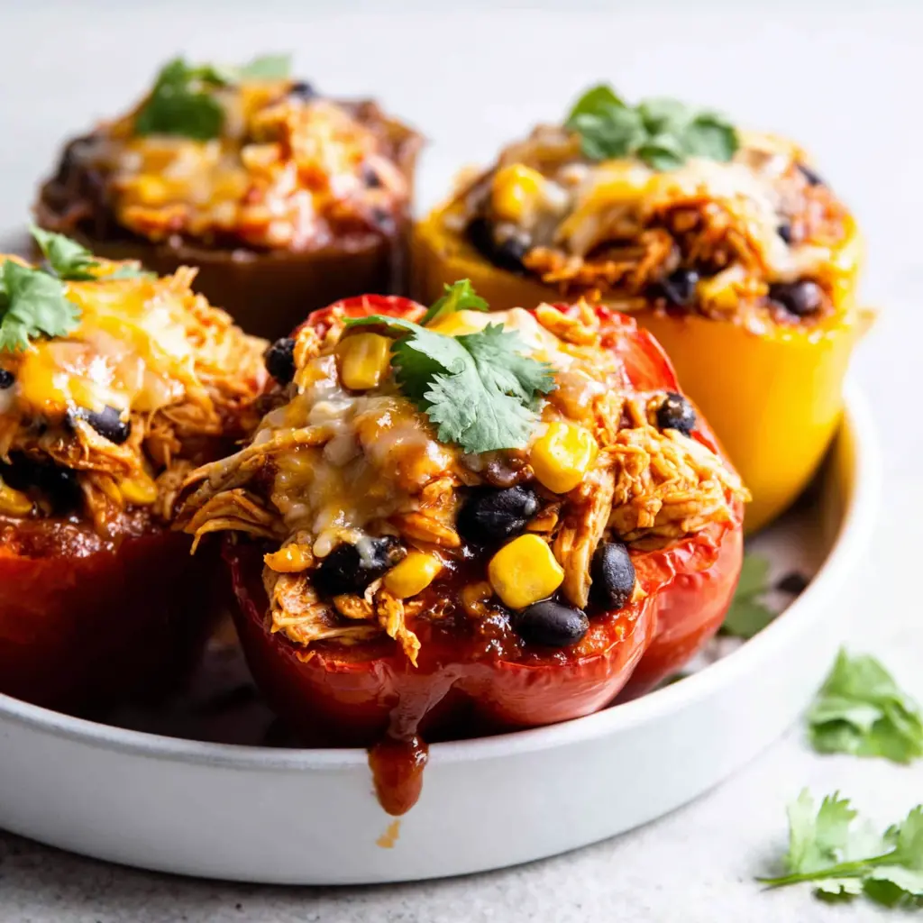 Simple BBQ Chicken Stuffed Peppers Baked Perfectly