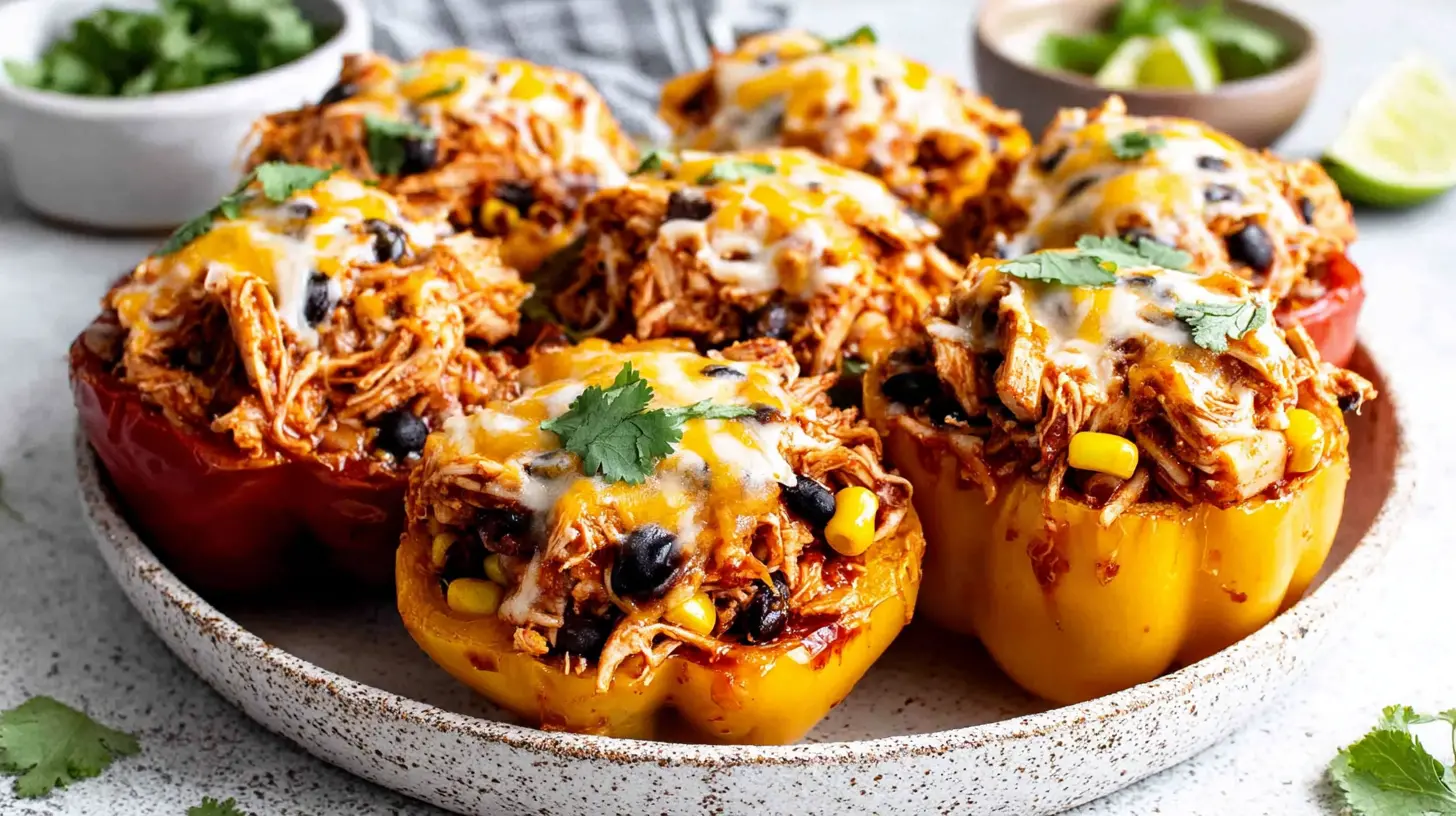 oven baked bbq chicken stuffed peppers final presentation
