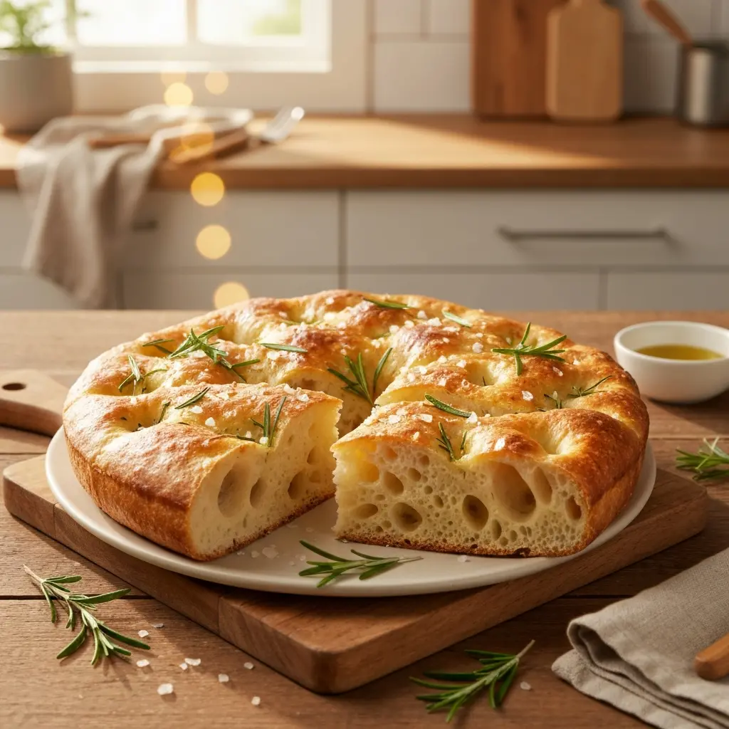 roasted garlic and rosemary focaccia final presentation