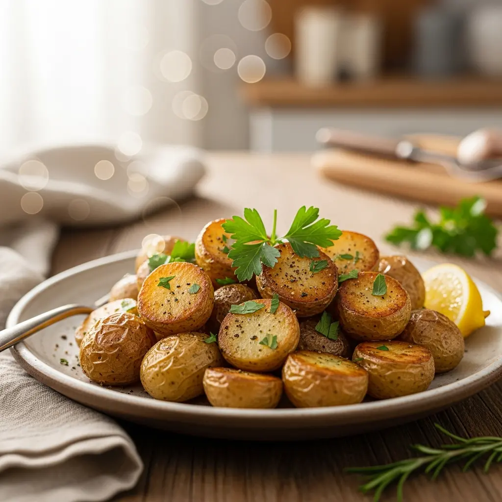 roasted garlic baby potatoes final presentation