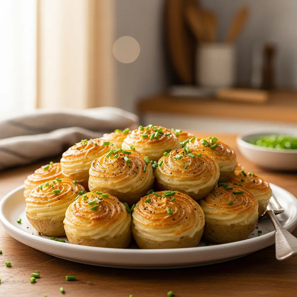 roasted garlic duchess potatoes final presentation