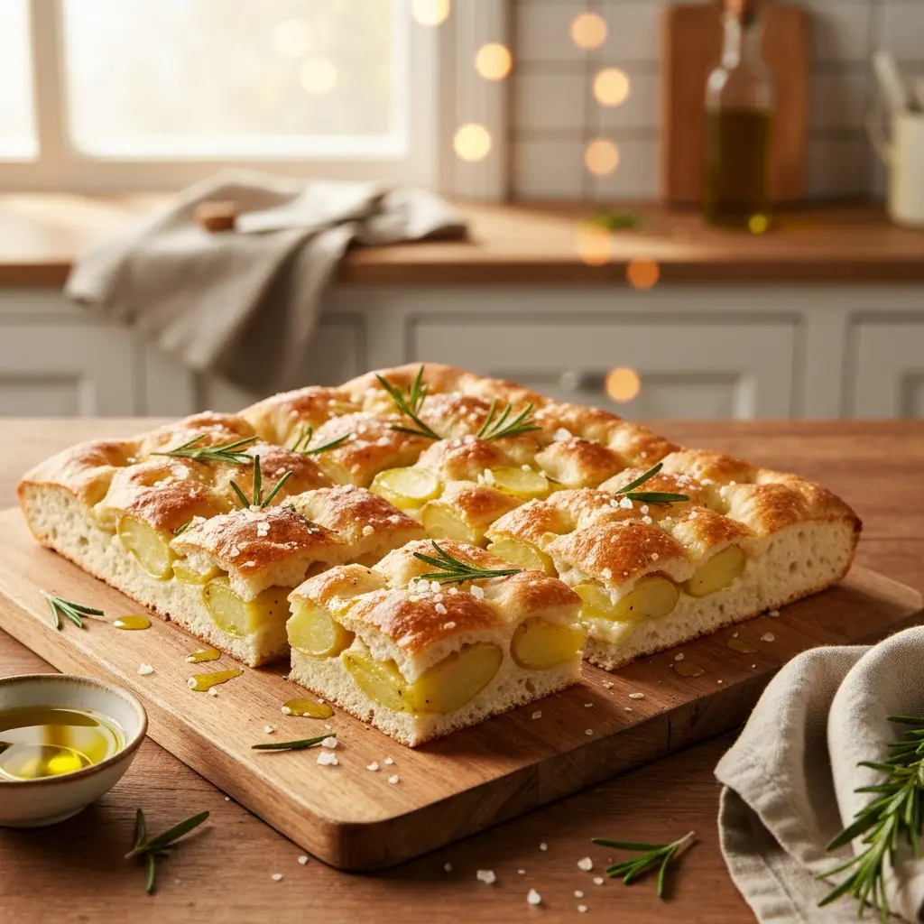 roasted garlic potato focaccia final presentation