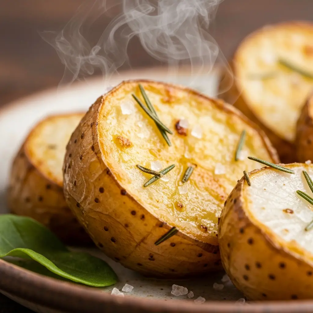 roasted garlic potatoes keto close up