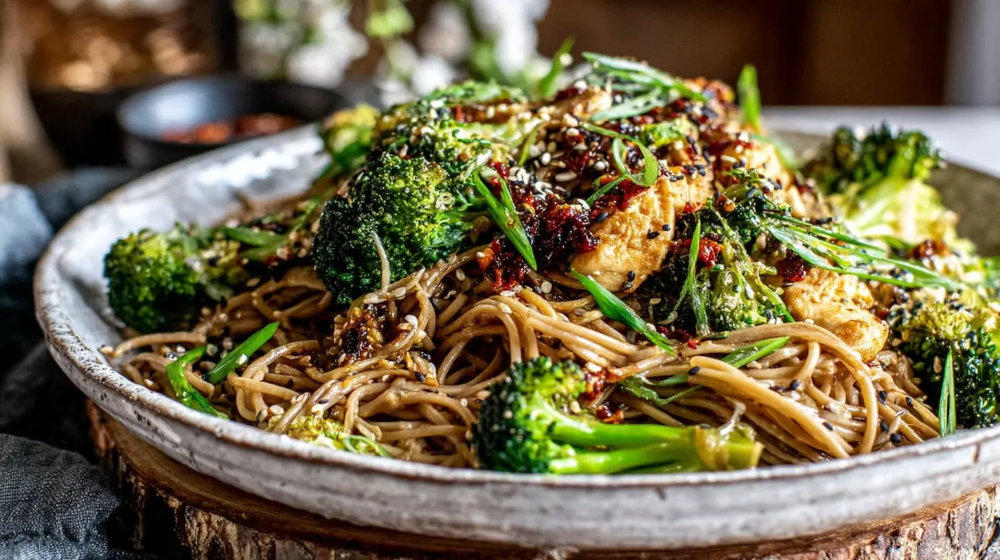spicy garlic noodle stir fry broccoli final presentation