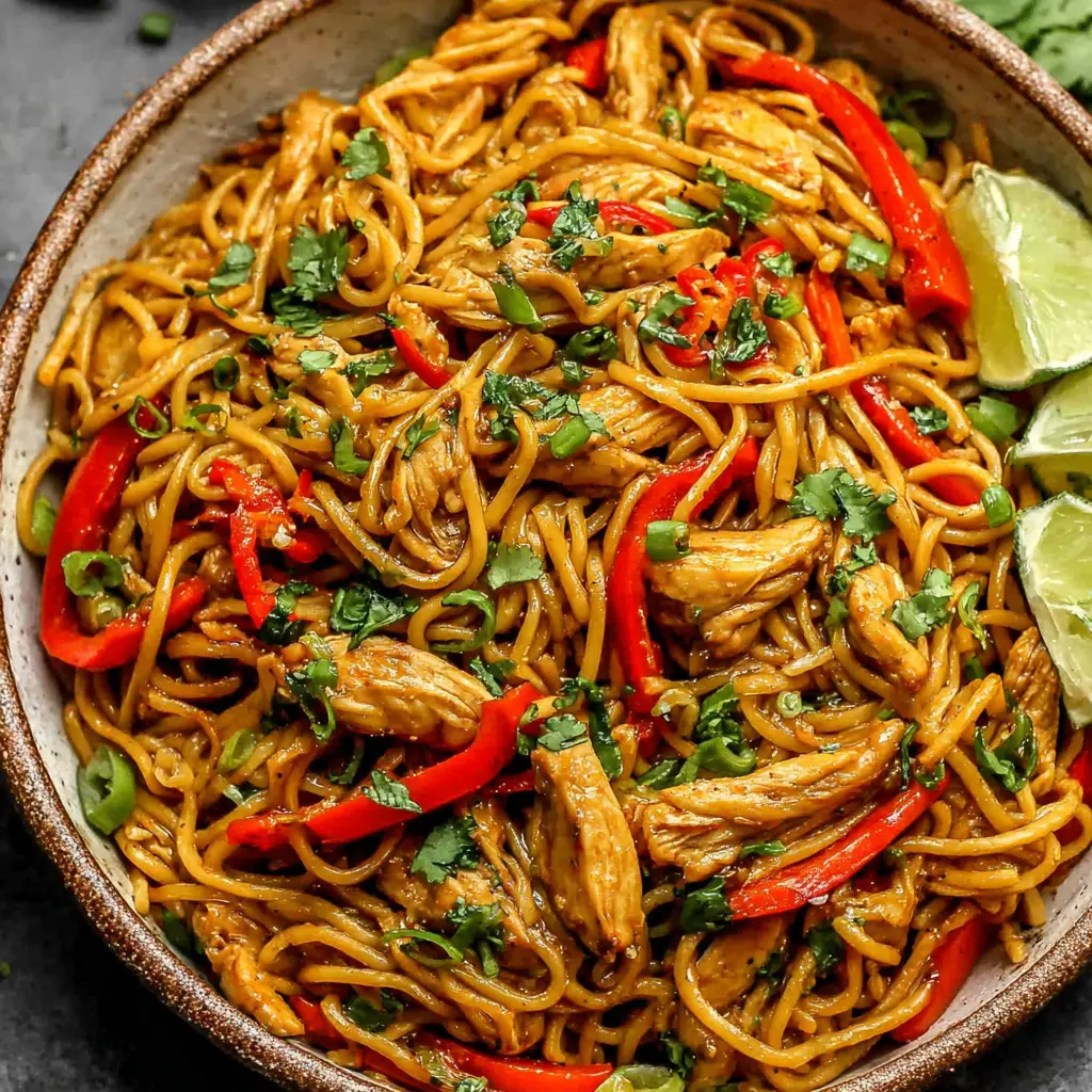 spicy garlic noodle stir fry chicken final presentation