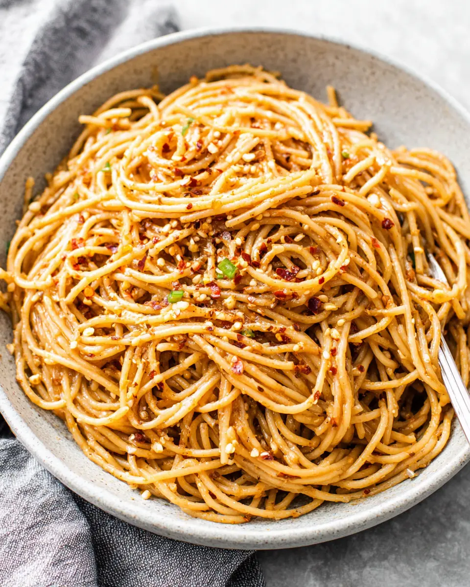 spicy garlic noodle stir fry healthy close up