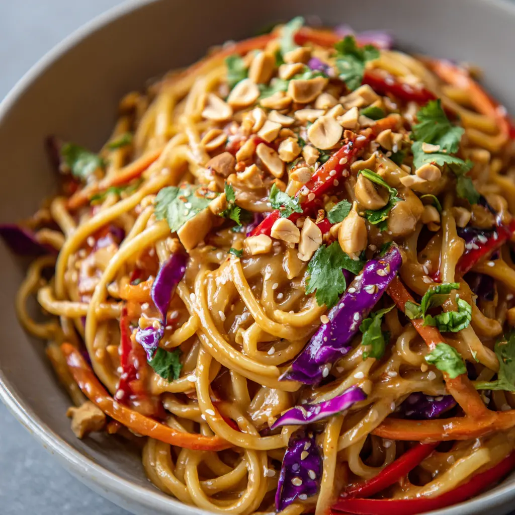 spicy garlic noodle stir fry peanut sauce