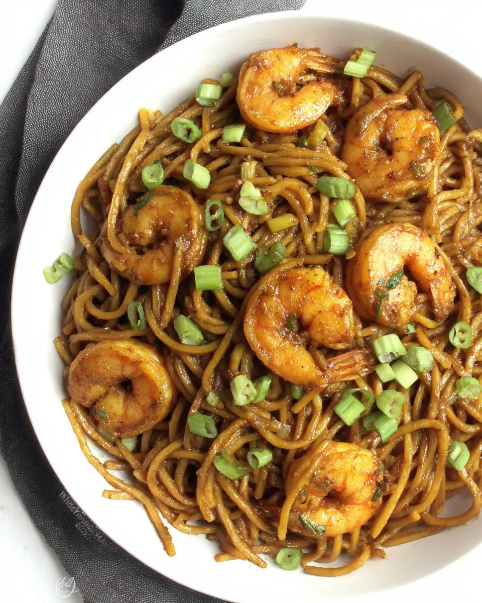 best seafood for stir fry noodles close up