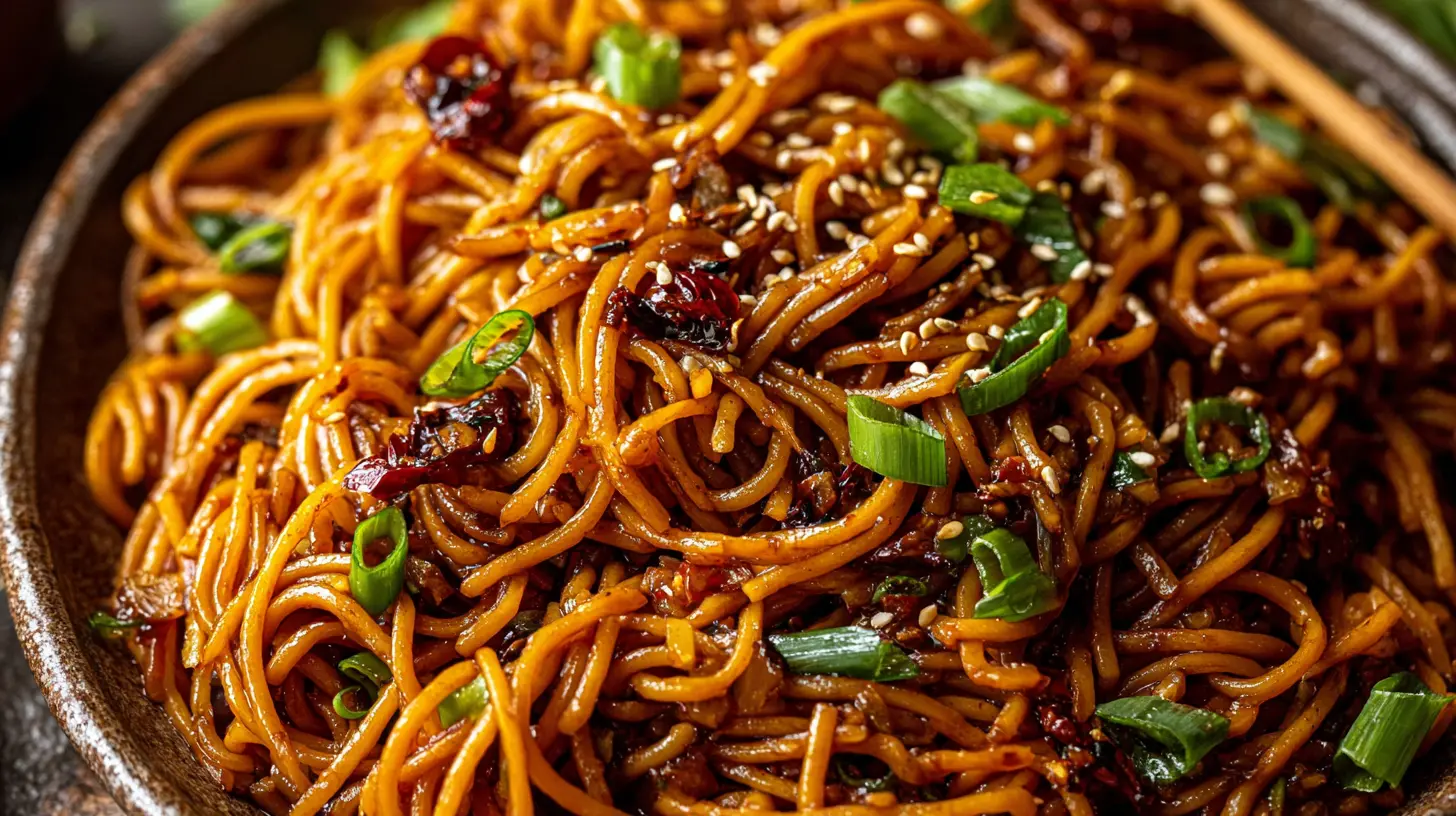 spicy garlic noodle stir fry quick final presentation