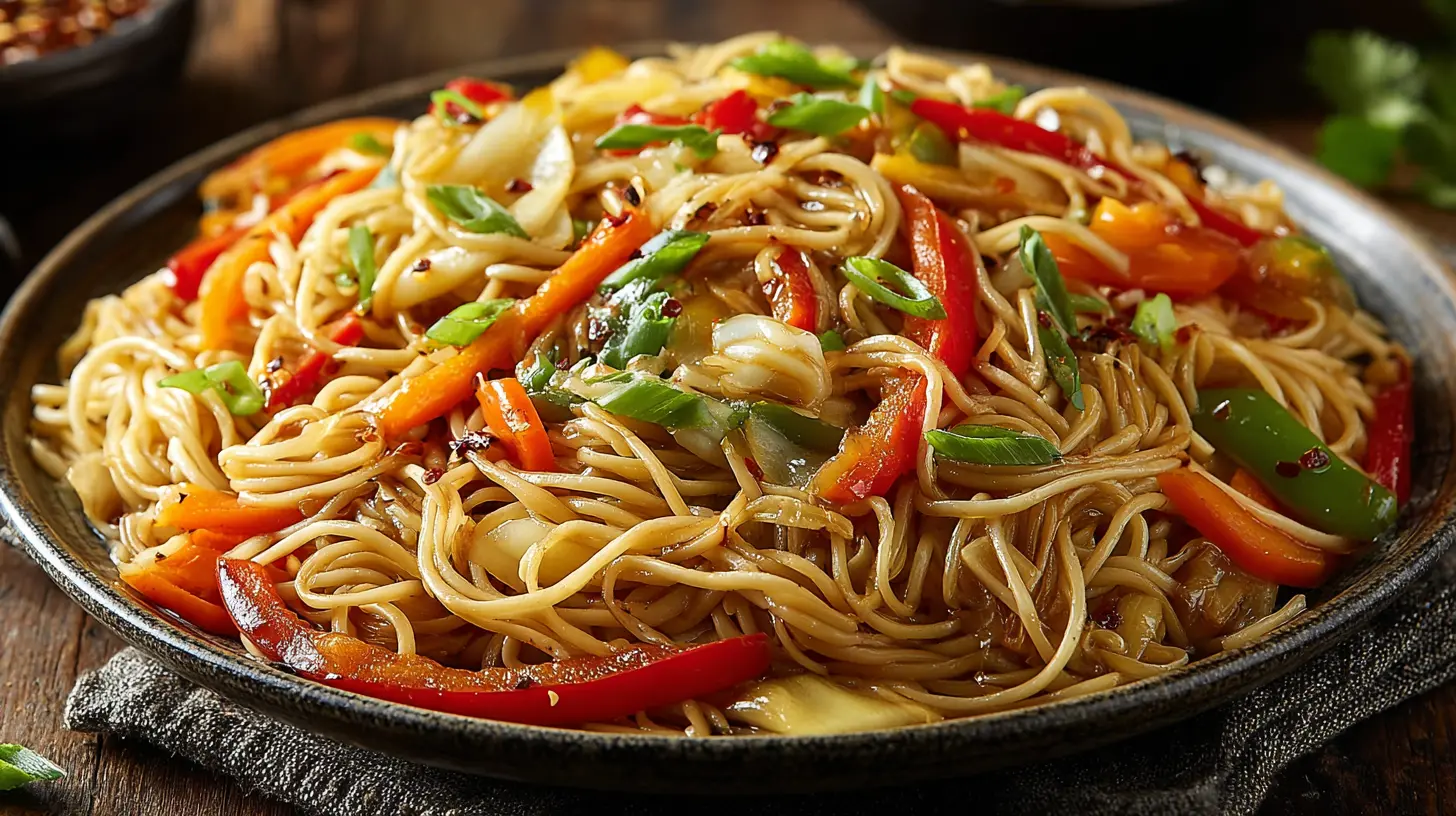 spicy garlic noodle stir fry vegetables final presentation