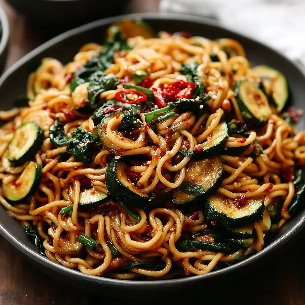 spicy garlic noodle stir fry zucchini final presentation