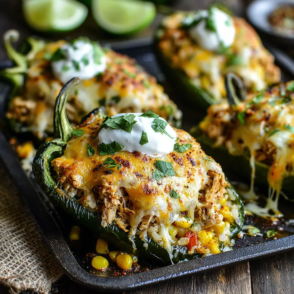 spicy grilled poblano chicken stuffed peppers