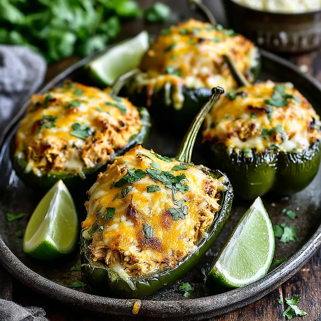 spicy grilled poblano chicken stuffed peppers final presentation