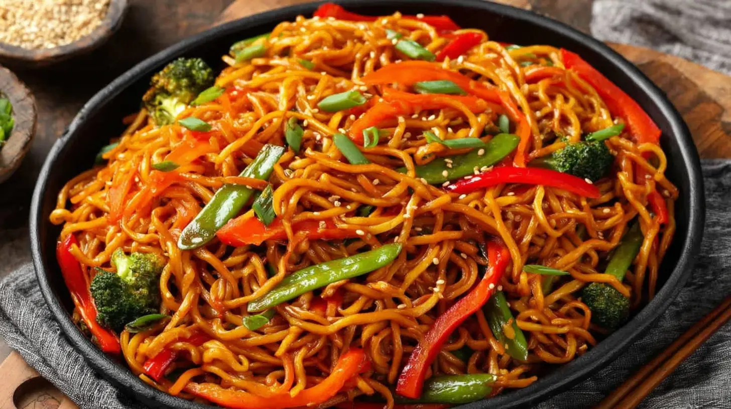 sweet & spicy garlic noodle stir fry final presentation